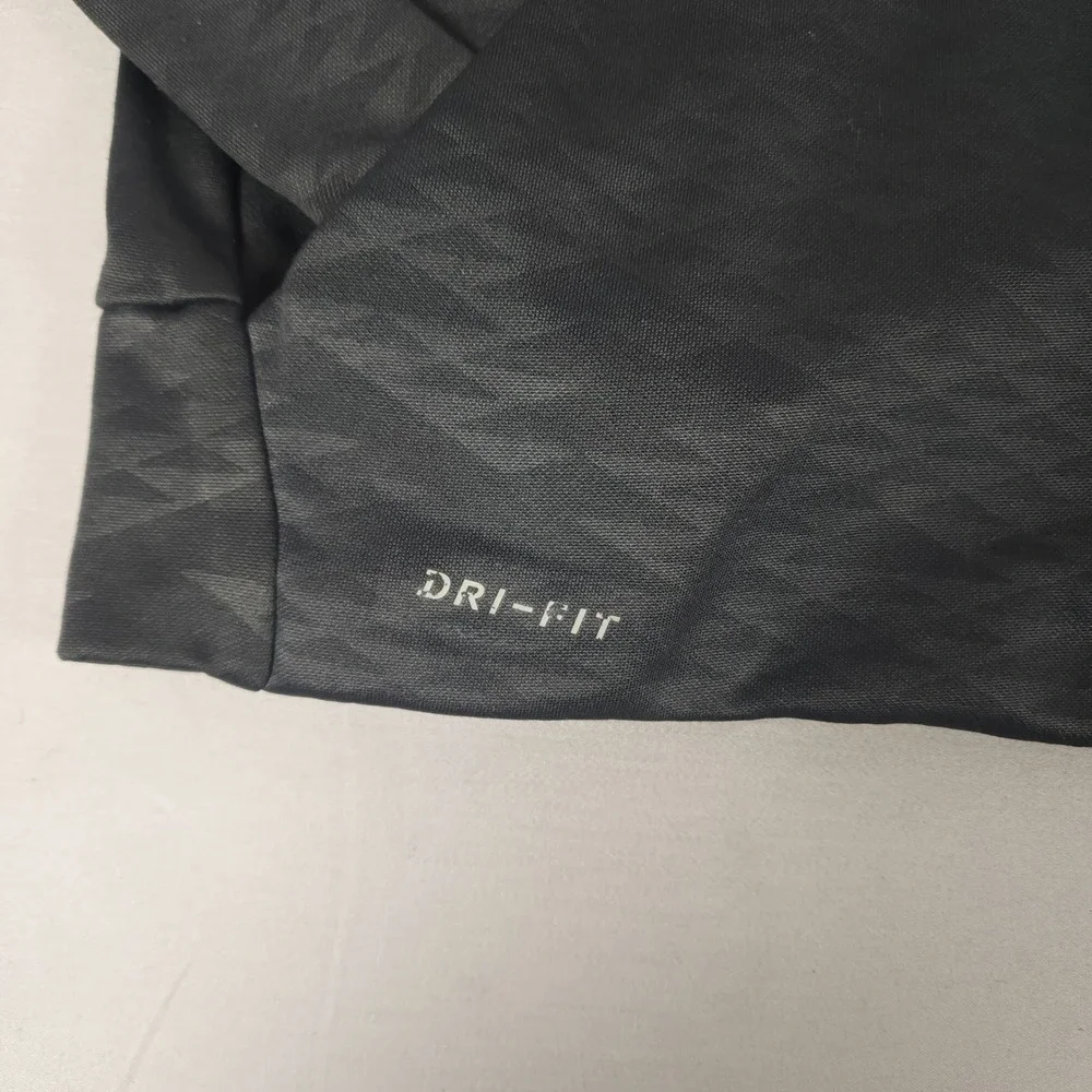 Nike Kids Dri-FIT Quarter Zip Hoodie Black Geometric Diamond Pattern Small S